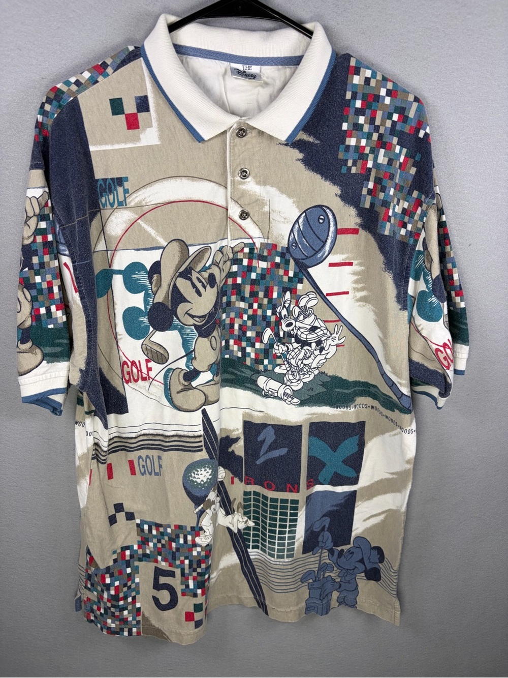 Vintage 90’s Disney Golf Print Polo Shirt - Multicolor L 431